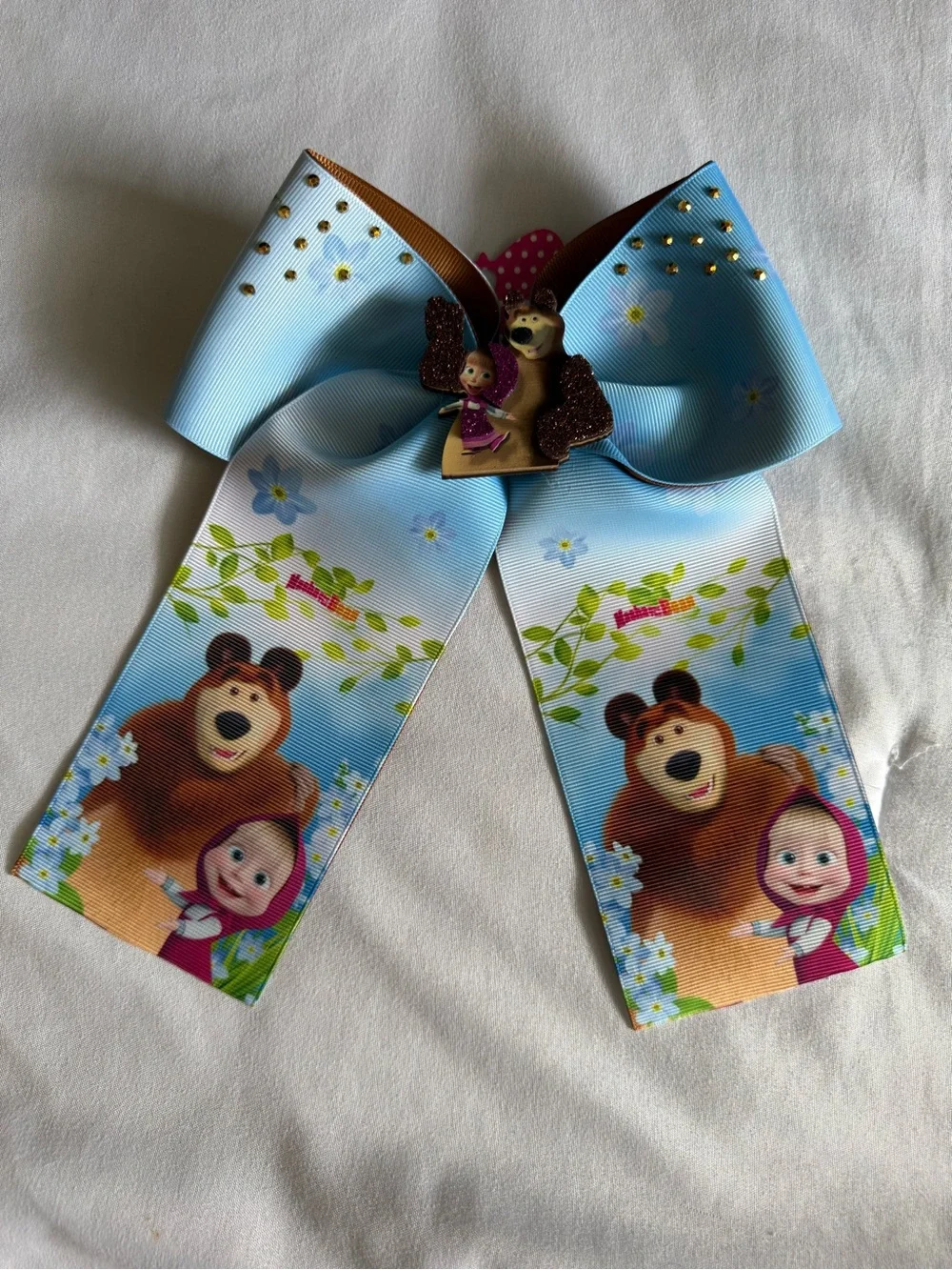 Masha and the Bear Light Blue Character Hair Bow for Kids Bow